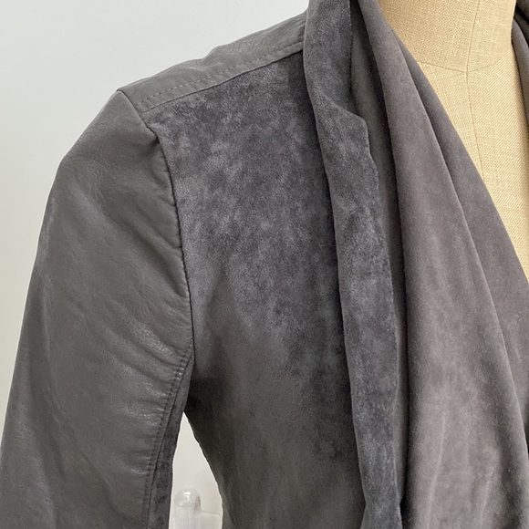 Blank NYC Odyssey Draped Front Vegan Leather Jacket Grey Size S - Picture 4 of 7